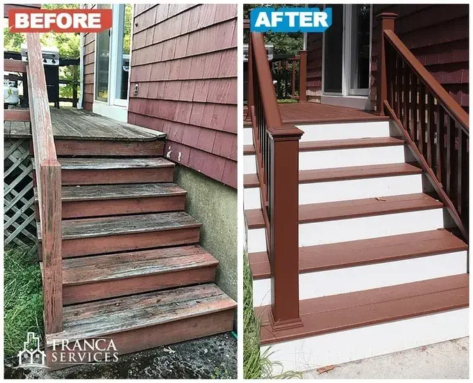 Wood to composite deck replacement