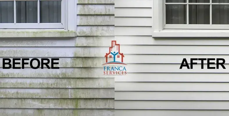 Before and after cleaning vinyl siding