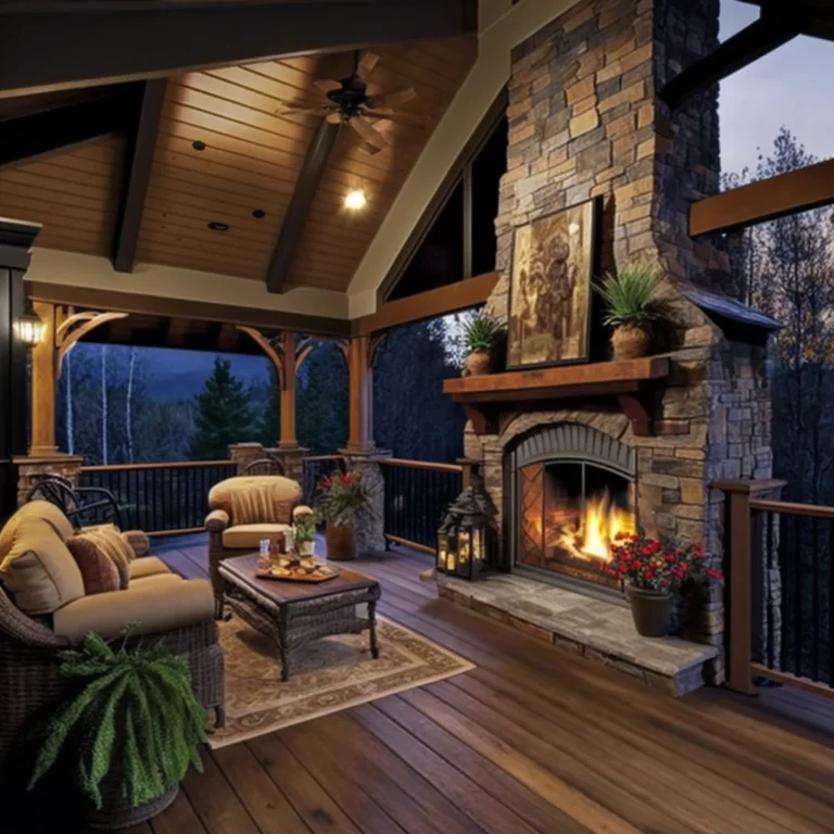 Project Covered deck with fireplace
