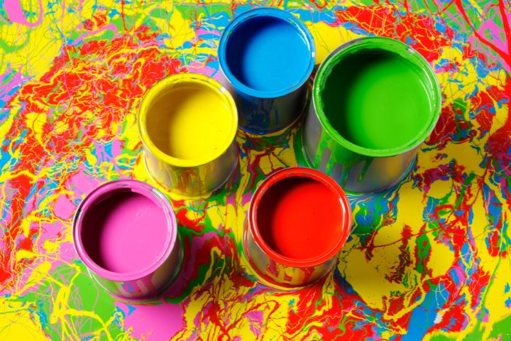 colored paint cans